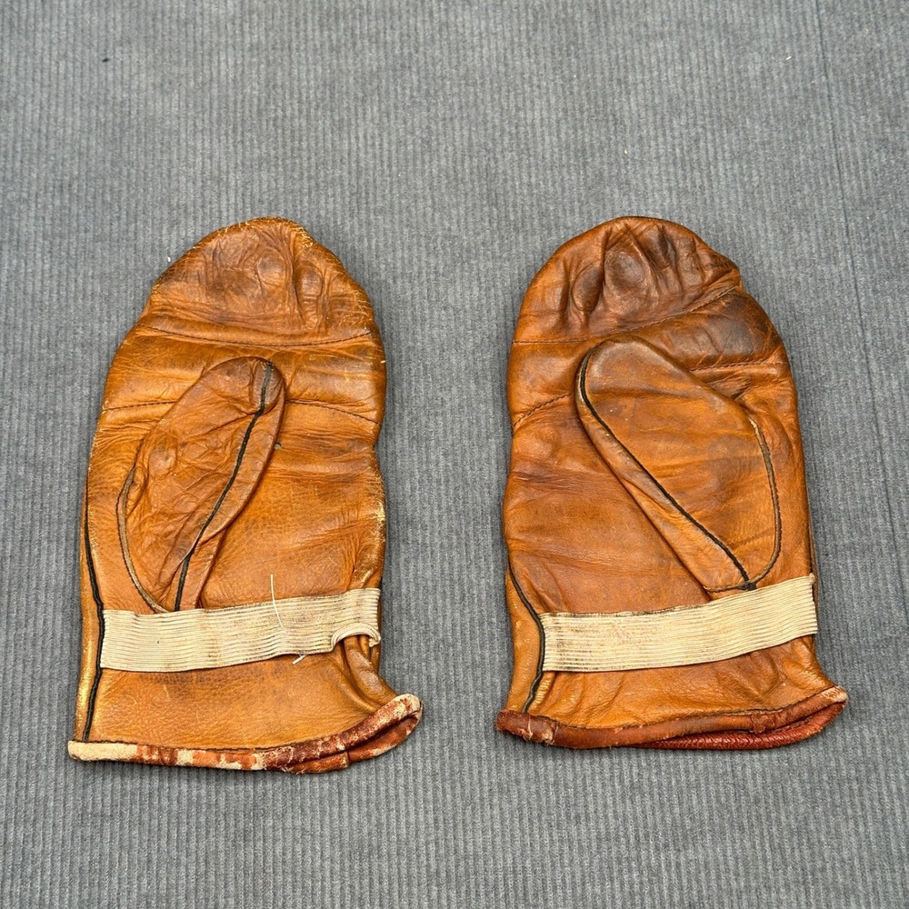 Vintage Manufactura Azteca Leather Boxing Speed Bag Mitts Mexico Tan Training